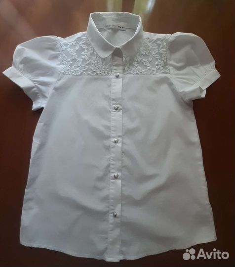 Блузка белая школьная для девочки 146