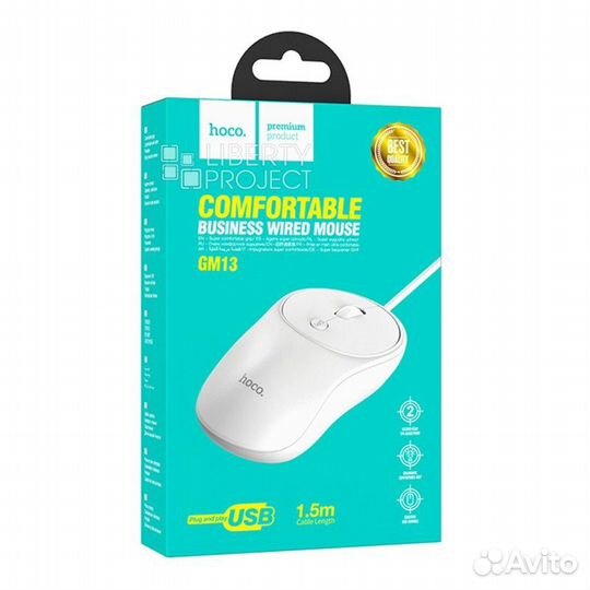 Мышь проводная Hoco GM13 Esteem Business (белая)