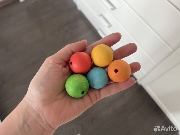 Деревянные бусины цветные Букарашка 3 см