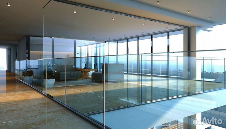 Перила для лестницы из стекла