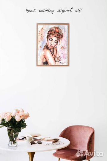 Картина акварелью Африканка