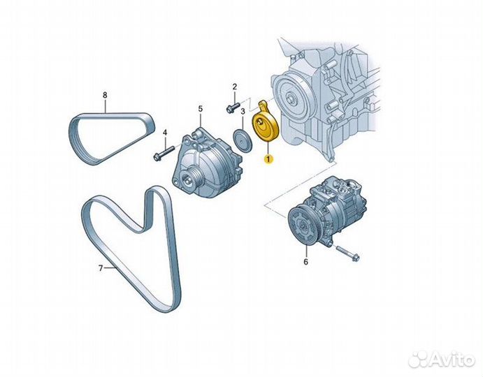 Кронштейн ролика промежуточного Volkswagen Polo