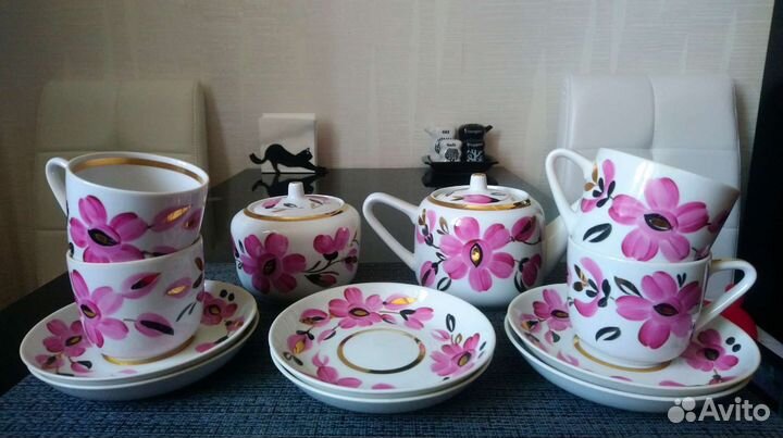 59. Сервиз чайный фарфоровый Розовый цвет 1970-е
