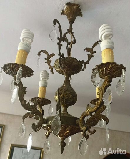 Люстра винтаж бронза италия