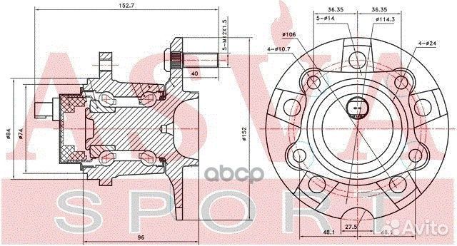 Ступица колеса зад прав/лев tywhacm20R asva