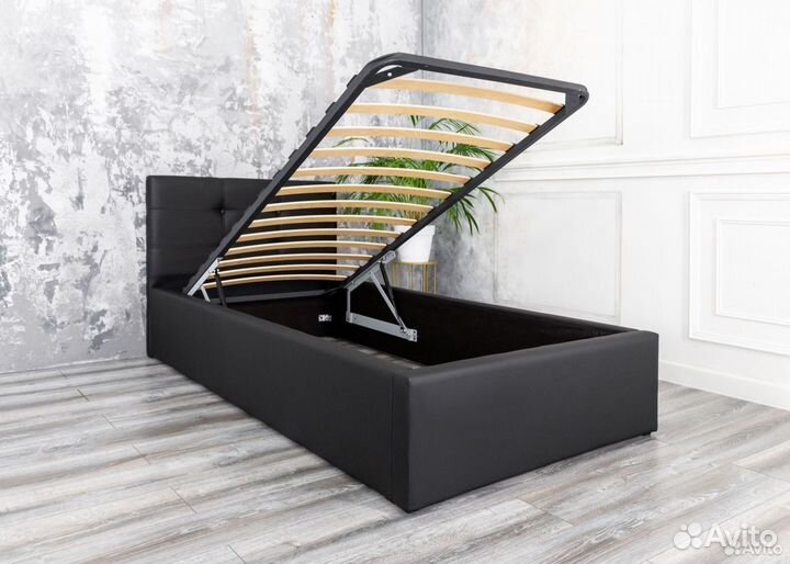 Кровать 90х200 с подъёмным механизмом черная Роза