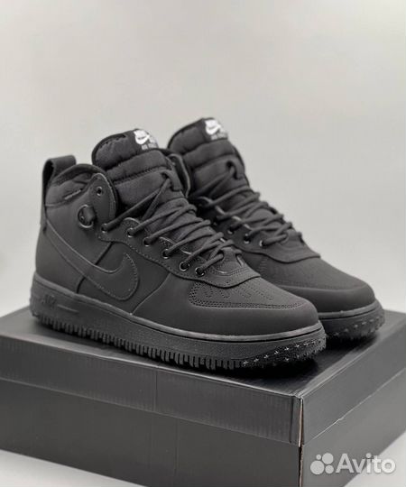 Черные Nike Air Force 1 Duckboot (с мехом)