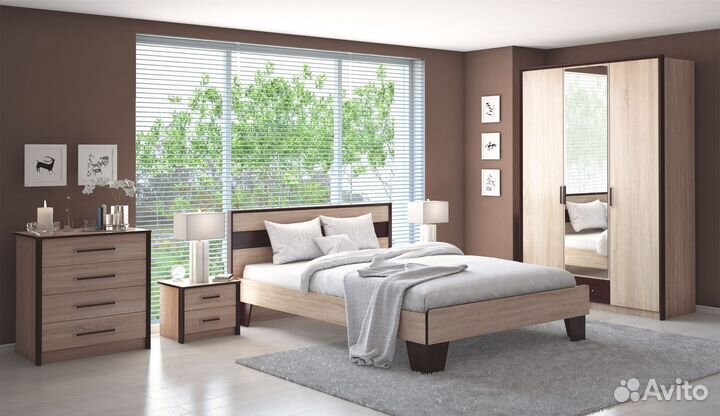 Распашной шкаф Эшли 3дв Венге/сонома