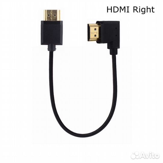 Кабель hdmi -hdmi тонкий 15 см угловой направо
