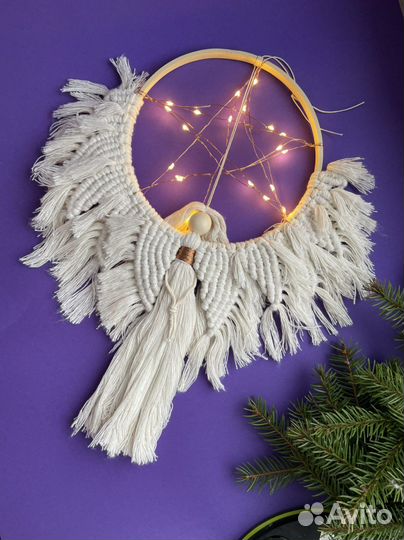 Рождественский Ангел макараме панно