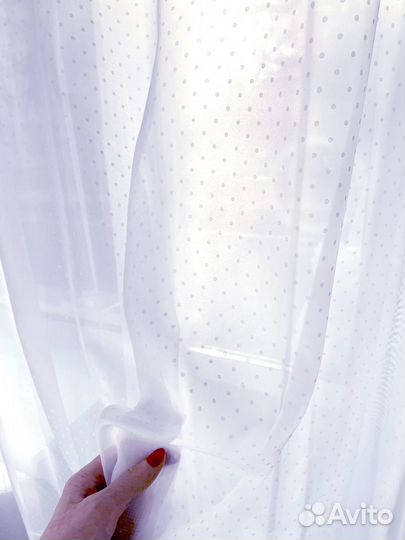 Тюль Горошек Нежная вуаль Белый