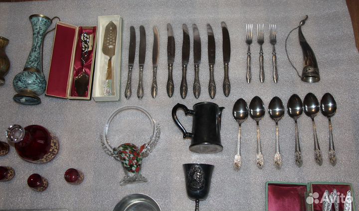 Посуда Мельхиор. Ложки, стопки, вазы СССР