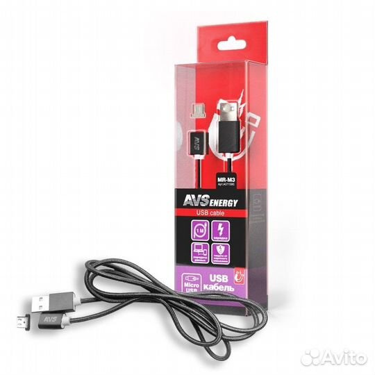 Кабель AVS micro USB(1м) магнитный MR-M3 (блистер)