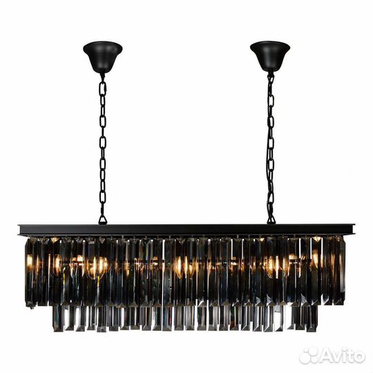 Люстра металлическая и хрустальная в гостиную