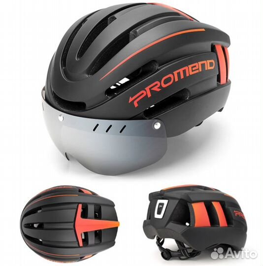 Велошлем с визором Promend 57-61см