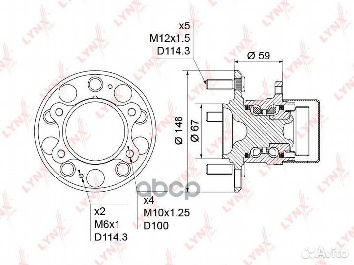 Ступица колеса зад прав/лев WH1240 lynxauto