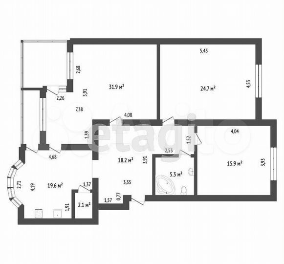 3-к. квартира, 117 м², 3/8 эт.