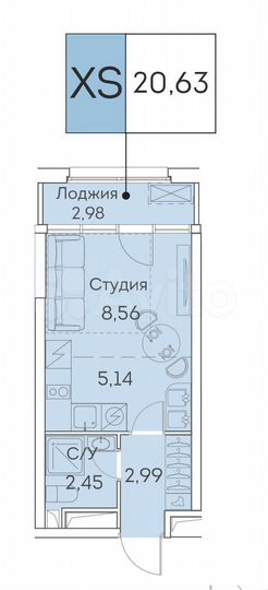 Квартира-студия, 19,1 м², 13/25 эт.
