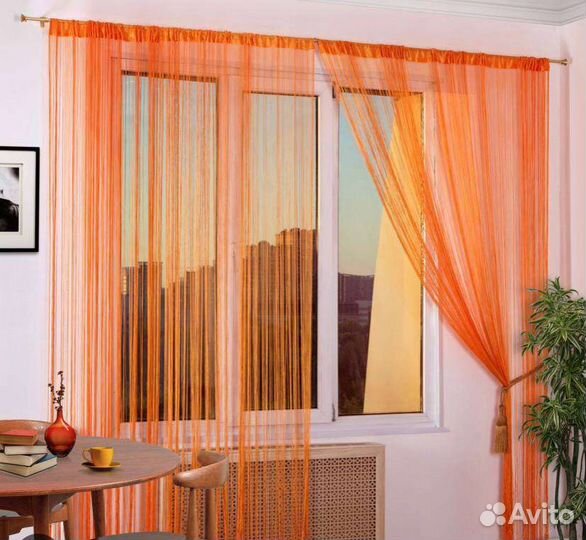 Штора из нитей и держатели магнитные новые