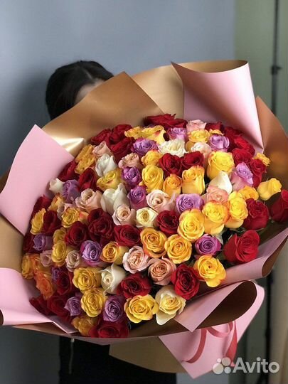 101 Роза микс. Цветы. Доставка