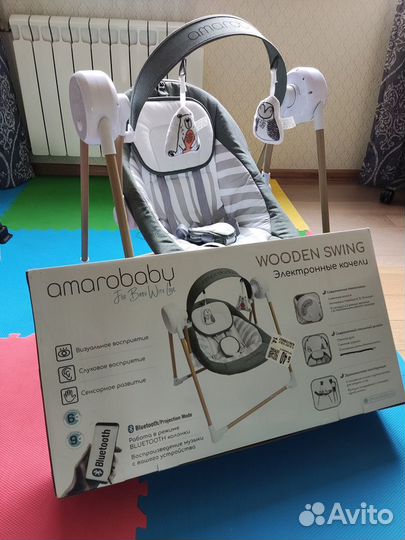 Электронные качели Amarobaby Wooden Swing