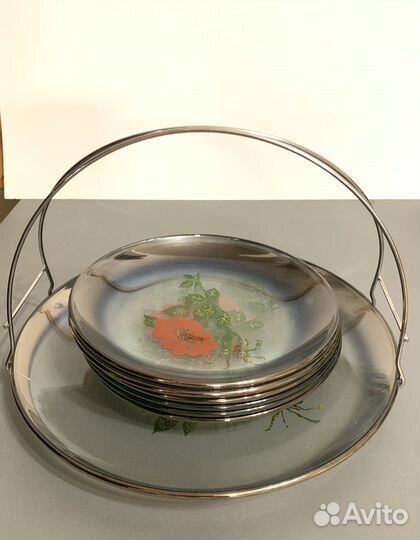 Набор тарелочек и 1 блюдо для торта, пирожных