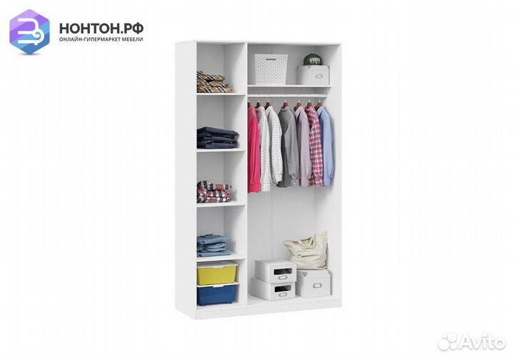 Шкаф комбинированный Тесса белый жемчуг / белый гл