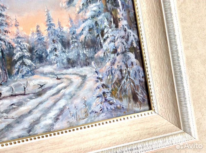 Картина маслом Плутовка, зимний пейзаж