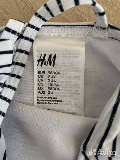 Купальник длч девочки h&m 2-4 года