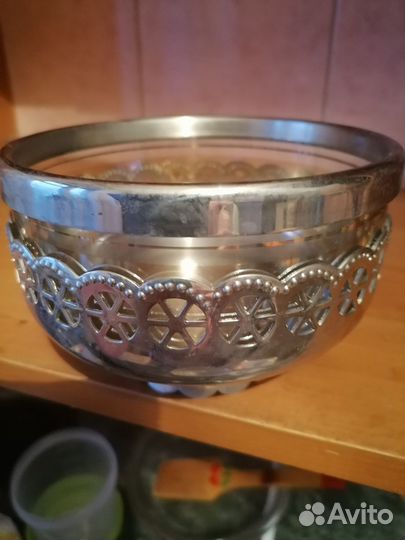 Конфетница. Винтаж. СССР. Мельхиор стекло