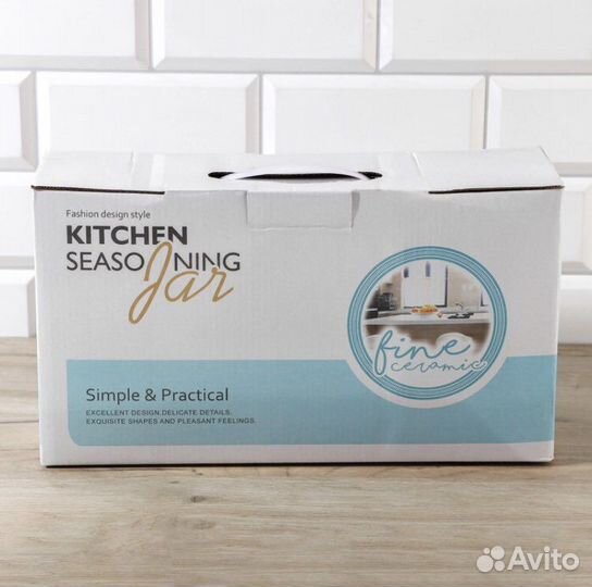 Набор чайный керамический на деревянной подставке