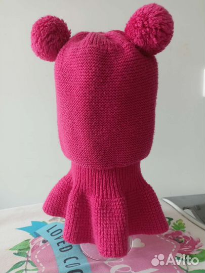 Шапка шлем зимняя для девочки 44-46 (1-2 года)