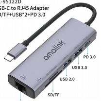 USB Хаб Type-C 6в1 на MacBook amalink серый космос