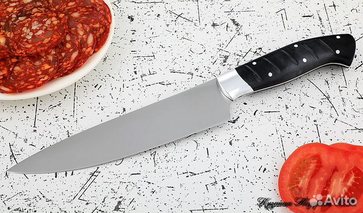 Кухонный нож Шеф № 9 сталь 95Х18 акрил черный