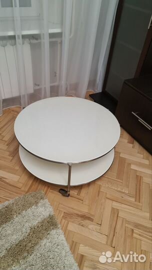 Журнальный столик IKEA Стринд белый круглый