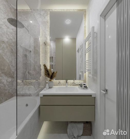 Дизайн проект ванной и санузла +расчёт материалов