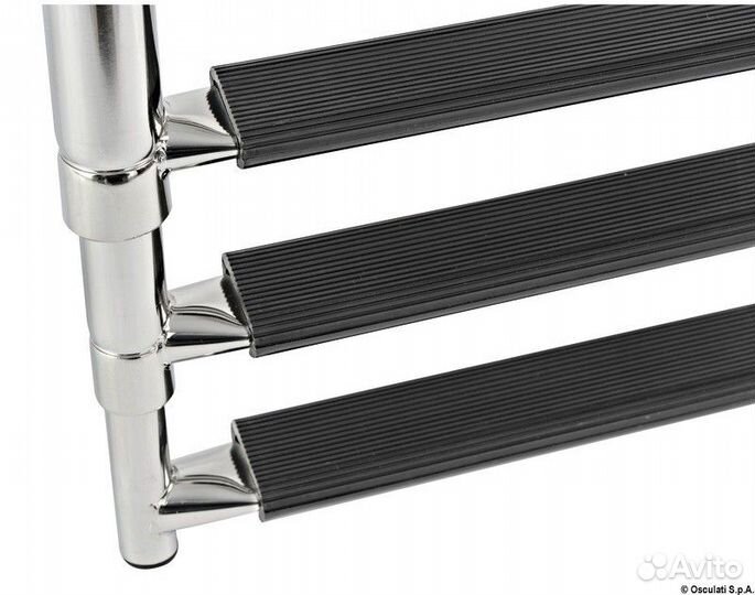 Трап телескопический складной 340/597х210мм из нержавеющей стали aisi316 с 2 ступенями из белого пла