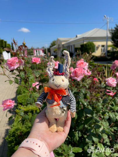 Мишка тедди ручная работа(белый кролик)