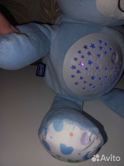 Игрушка-ночник Chicco Мишка, 30 см, голубой