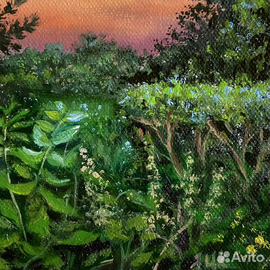 Картина маслом на холсте закат пейзаж