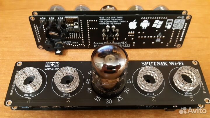 Ламповые часы Спутник WiFi, ин-4 + декатрон ог4