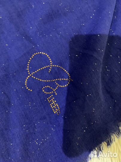 Платок синий с золотом
