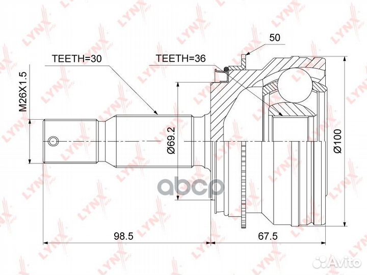 ШРУС наруж. ком/кт CO-3894A lynxauto