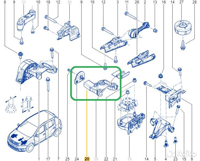 Подушка двигателя Renault Logan Stepway K7MA812