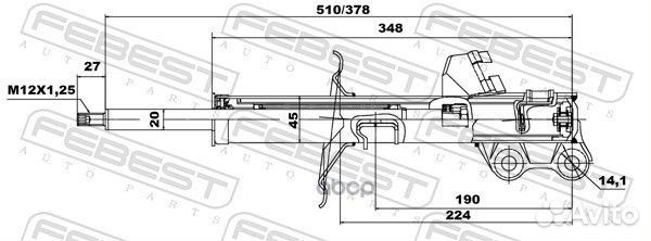 Амортизатор nissan tiida 05- пер.прав 02666609F