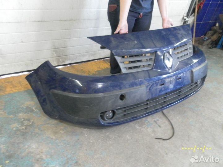 Бампер передний renault scenic 2 до рестайлинг син