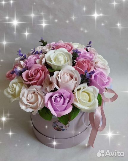 Мыльные розы в коробке