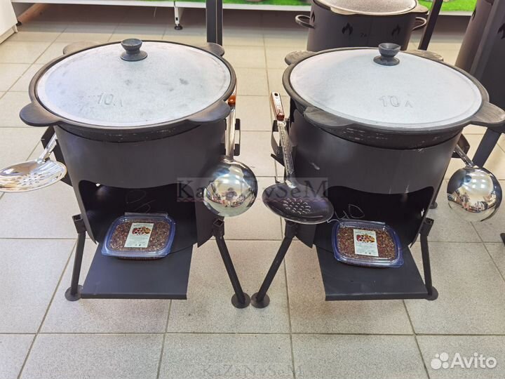 Казан чугунный 10л с печкой