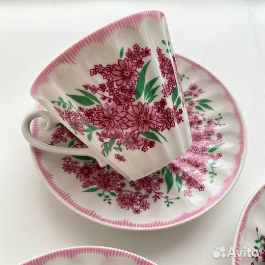 Чайные пары сервиз Цветы фарфор лфз СССР