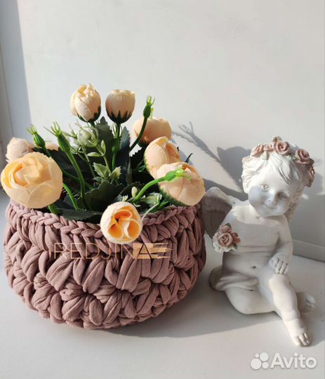 Корзинка из трикотажной пряжи